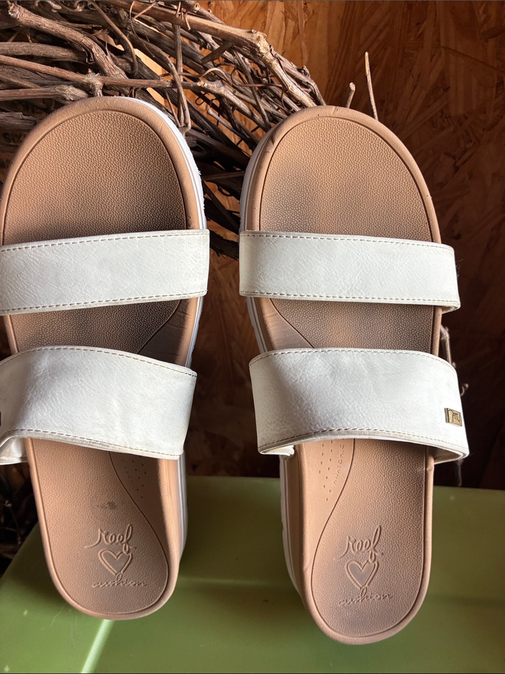 Reef Women's White Dual-Strap Slide Sandals